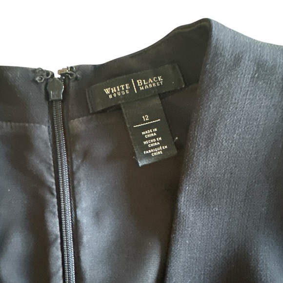 WHBM White House Black Market Black Fitted Pencil Belted Sheath Dress 12 NWOT - Picture 8 of 12